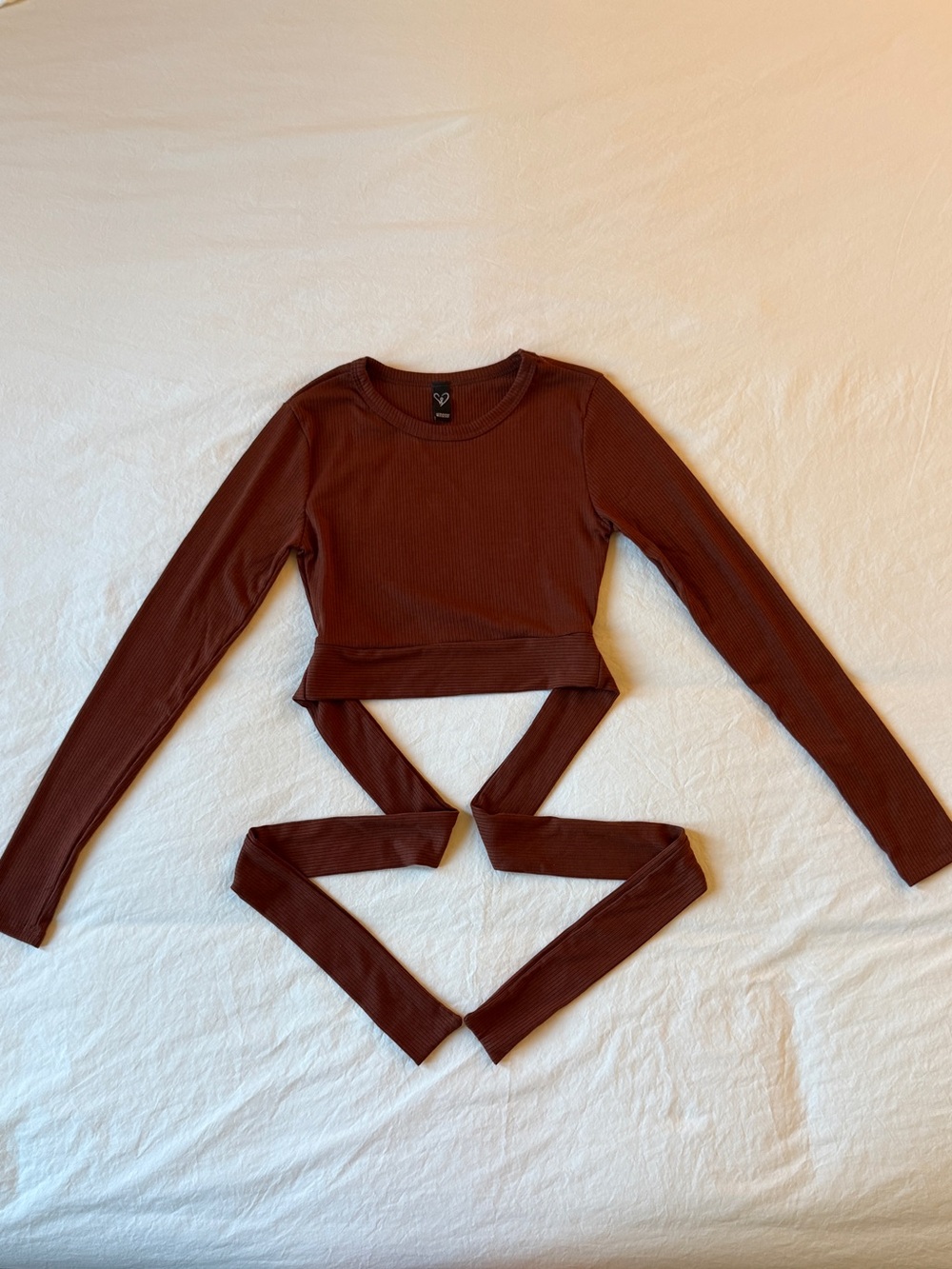 NWOT Windsor Long-Sleeve Wrap Crop Top in Rust